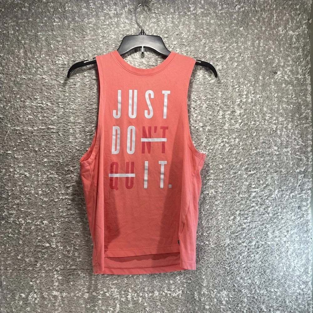 The Nike Tee Tank Top Dry-Fit Pink Logo Sporty Training Small READ